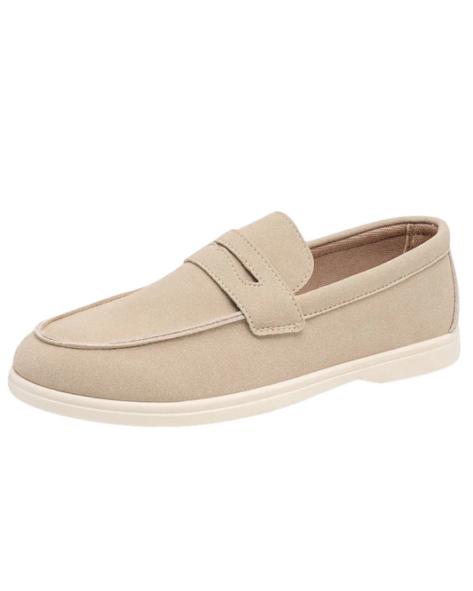 Simon | Sandfarbene Loafer in Veloursoptik