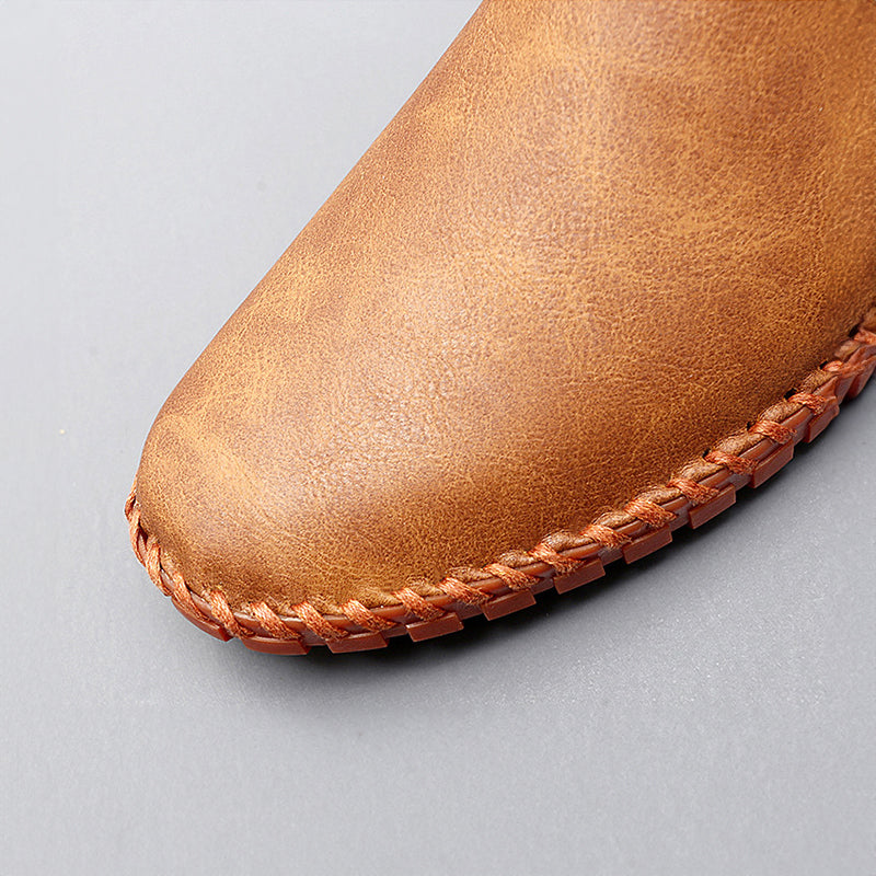 Hans-Dieter | Braune Slipper in Lederoptik