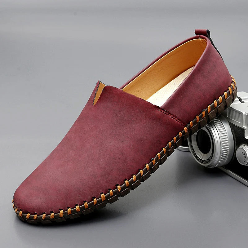 Hans-Dieter | Braune Slipper in Lederoptik