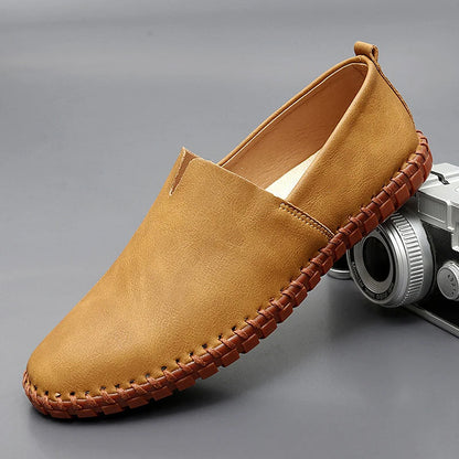 Hans-Dieter | Braune Slipper in Lederoptik