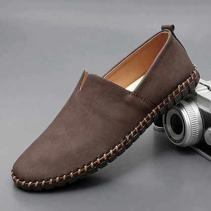 Hans-Dieter | Braune Slipper in Lederoptik