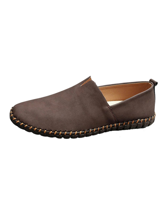 Hans-Dieter | Braune Slipper in Lederoptik