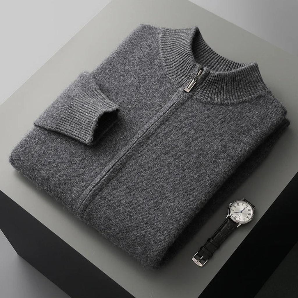 Tanja-Marie | Cardigan in Kaschmir-Optik mit Reißverschluss im schmalen Schnitt