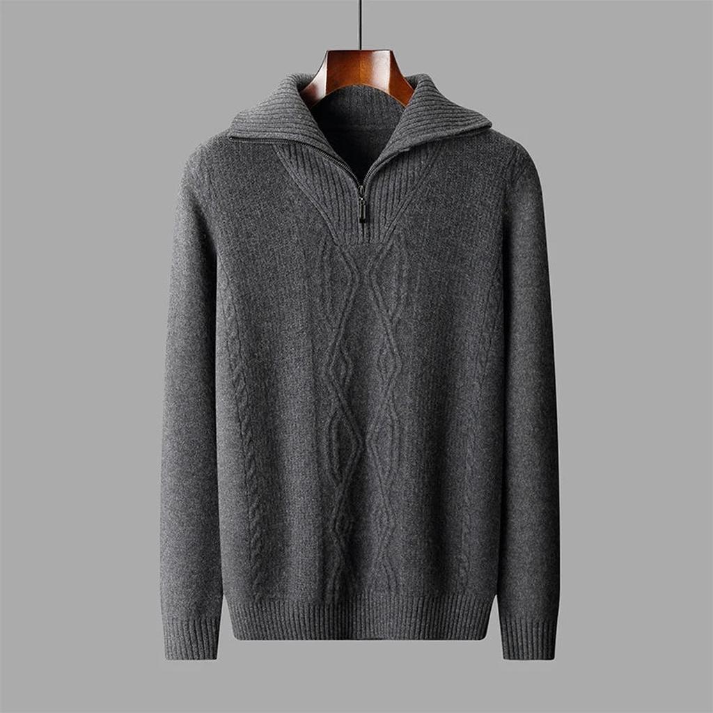 Mia-Luise | Pullover in Merino-Optik mit halbem Reißverschluss
