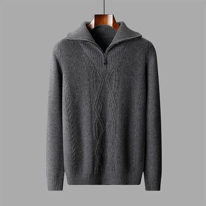 Mia-Luise | Pullover in Merino-Optik mit halbem Reißverschluss
