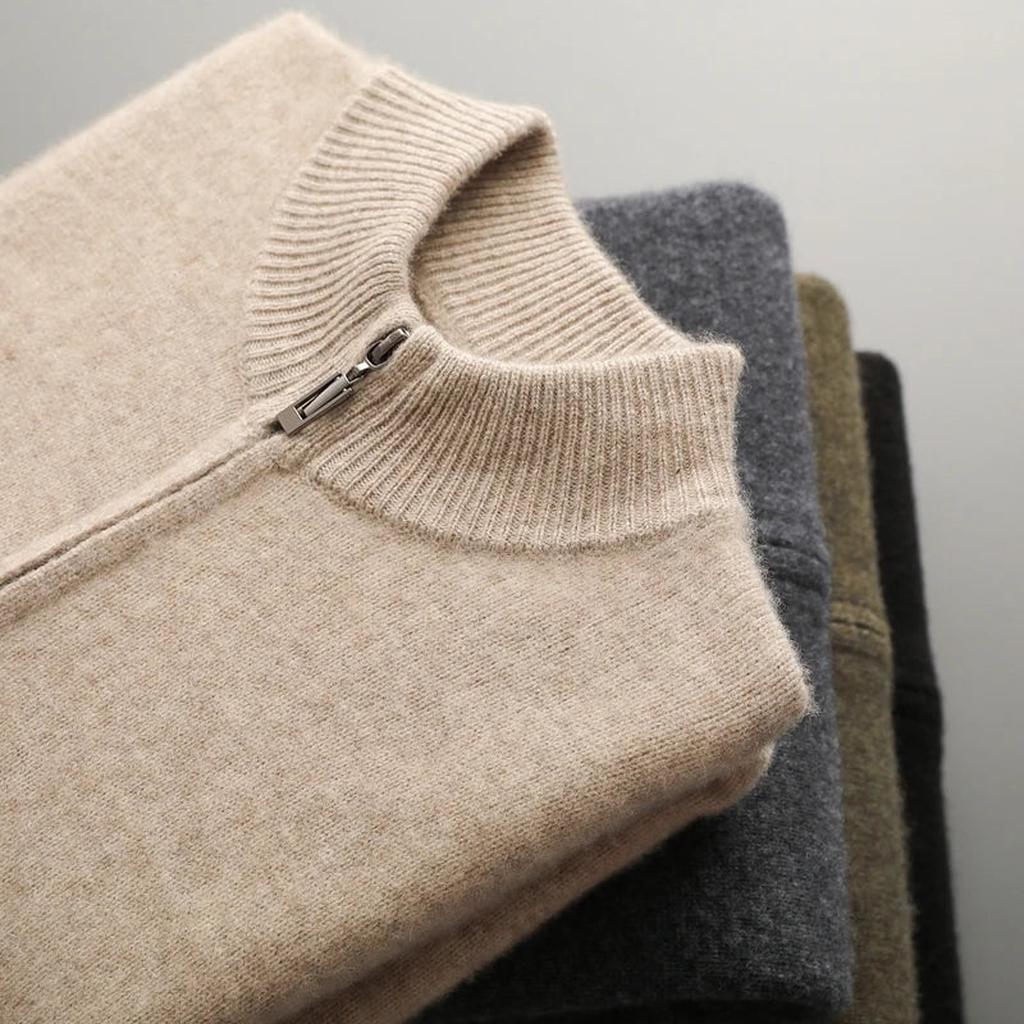 Tanja-Marie | Cardigan in Kaschmir-Optik mit Reißverschluss im schmalen Schnitt