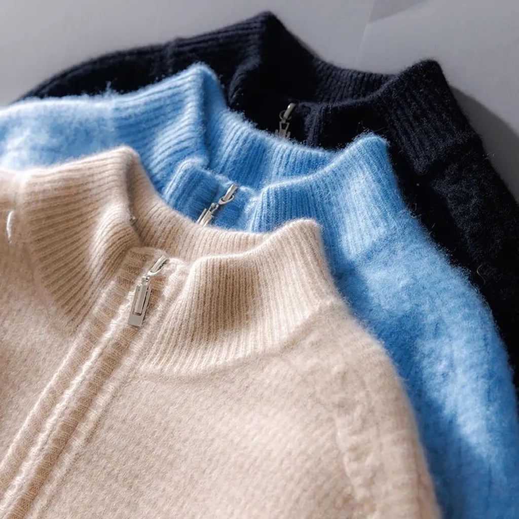 Elke-Marie | Pullover in Kaschmir-Optik mit kurzem Reißverschluss