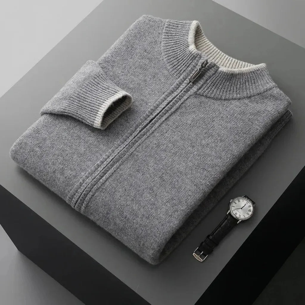 Silke-Luise | Cardigan in Kaschmir-Optik mit Rippkragen