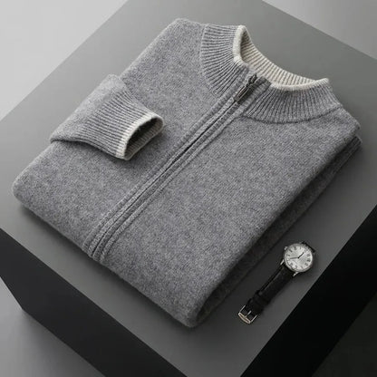 Silke-Luise | Cardigan in Kaschmir-Optik mit Rippkragen