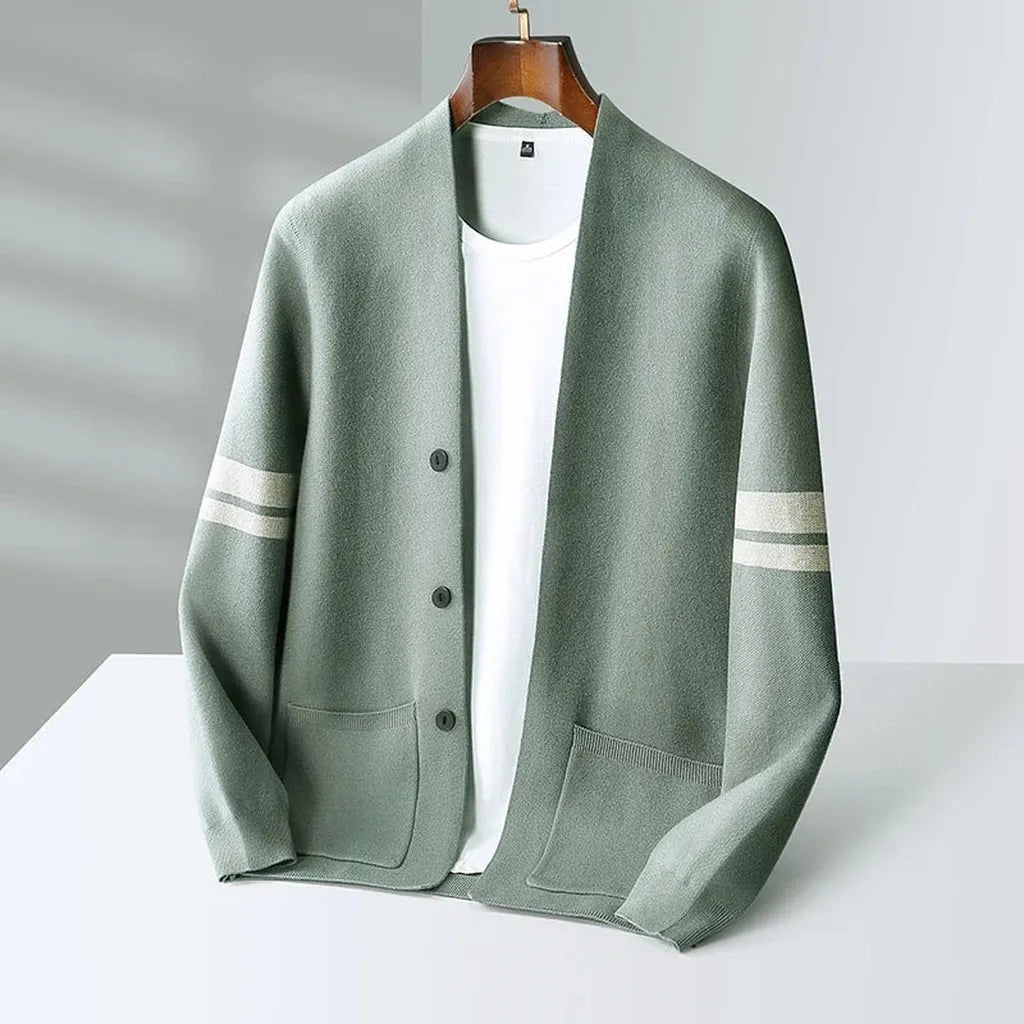 Lore-Luise | Cardigan in Kaschmir-Optik mit gestreiften Ärmeln