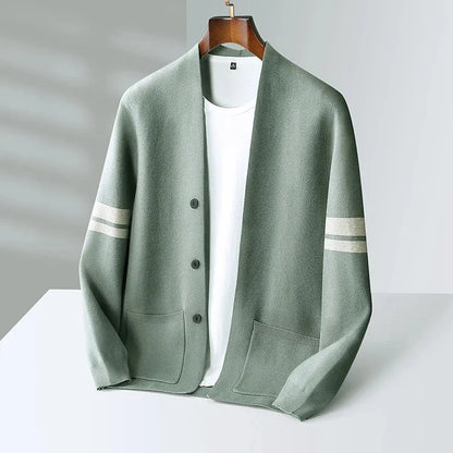 Lore-Luise | Cardigan in Kaschmir-Optik mit gestreiften Ärmeln