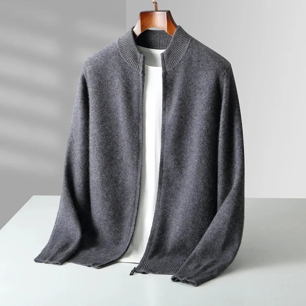 Tanja-Marie | Cardigan in Kaschmir-Optik mit Reißverschluss im schmalen Schnitt