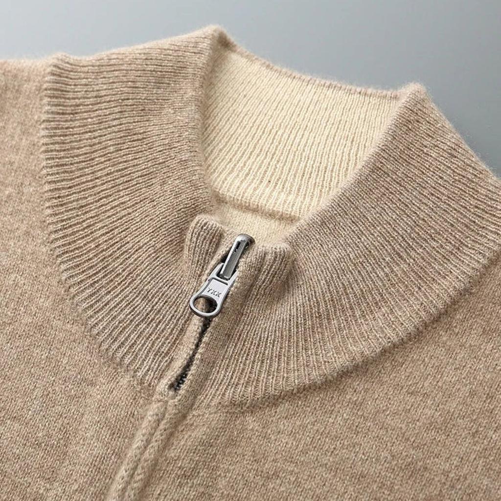 Doris-Marie | Cardigan in Kaschmir-Optik mit Rippkragen und Reißverschluss