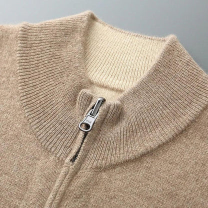 Doris-Marie | Cardigan in Kaschmir-Optik mit Rippkragen und Reißverschluss