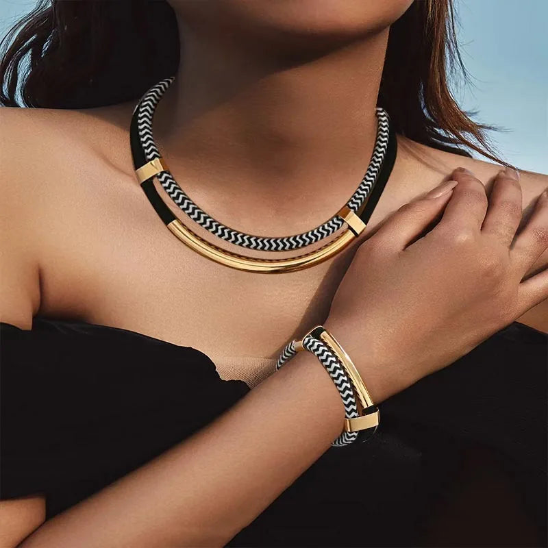 Mirjam | Schmuckset mit geflochtenem Band