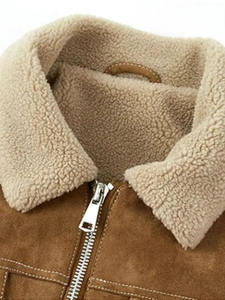 Wolfram | Camelfarbene Jacke mit Teddykragen