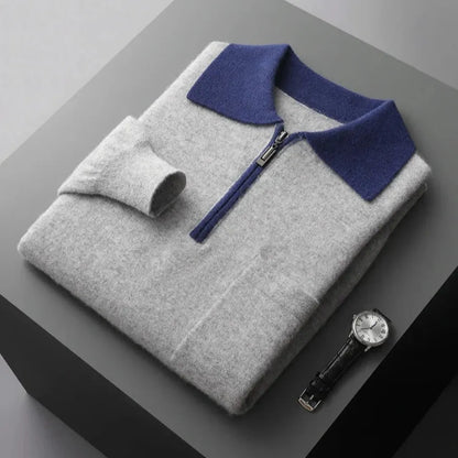 Vera-Luise | Poloshirt in Kaschmir-Optik mit halbem Reißverschluss