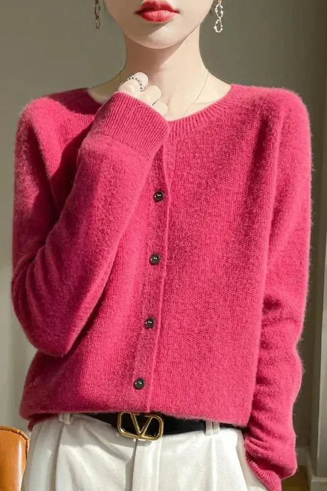 Shelley | Limettengrüne Strickjacke mit Knöpfen