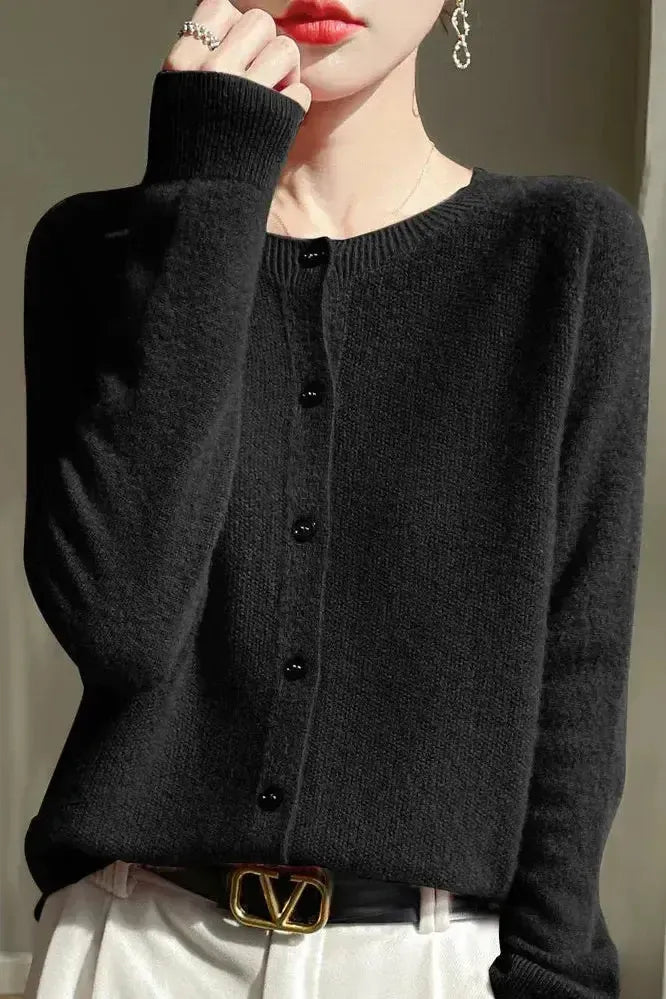 Shelley | Limettengrüne Strickjacke mit Knöpfen