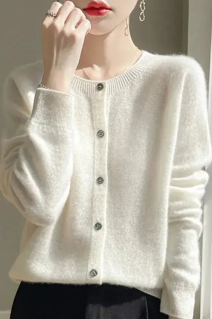 Shelley | Limettengrüne Strickjacke mit Knöpfen