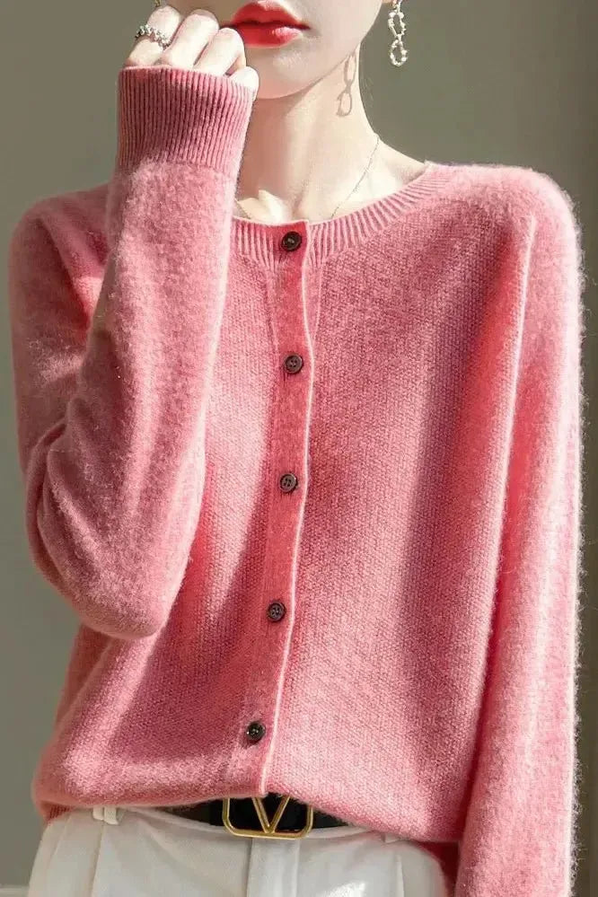 Shelley | Limettengrüne Strickjacke mit Knöpfen