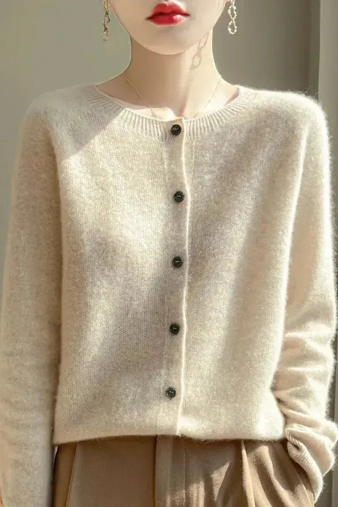 Shelley | Limettengrüne Strickjacke mit Knöpfen