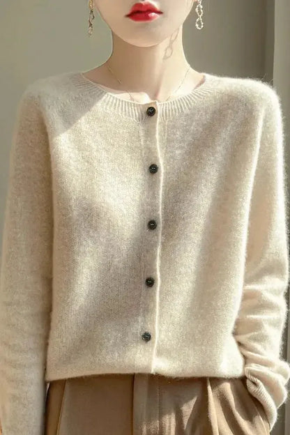 Shelley | Limettengrüne Strickjacke mit Knöpfen