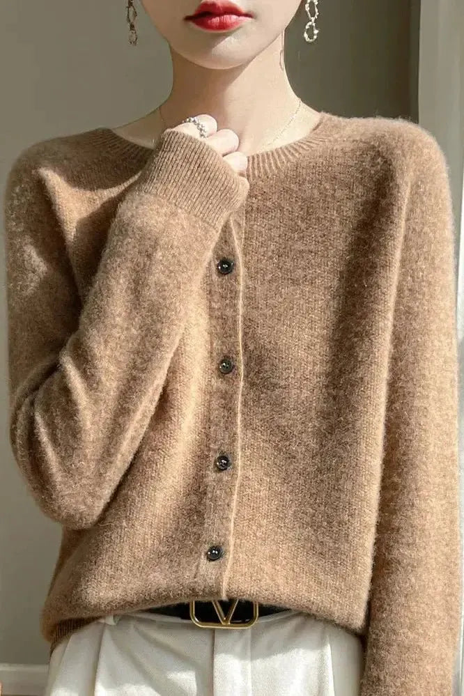 Shelley | Limettengrüne Strickjacke mit Knöpfen