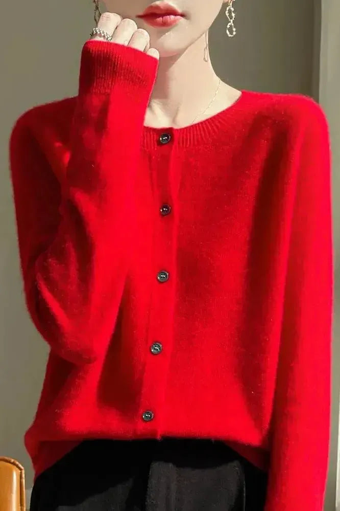 Shelley | Limettengrüne Strickjacke mit Knöpfen