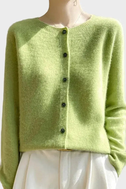 Shelley | Limettengrüne Strickjacke mit Knöpfen