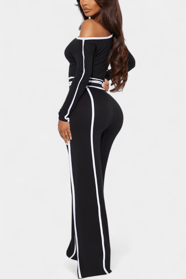 Shelley | Oberteil mit Kontraststreifen & weite Hose Set