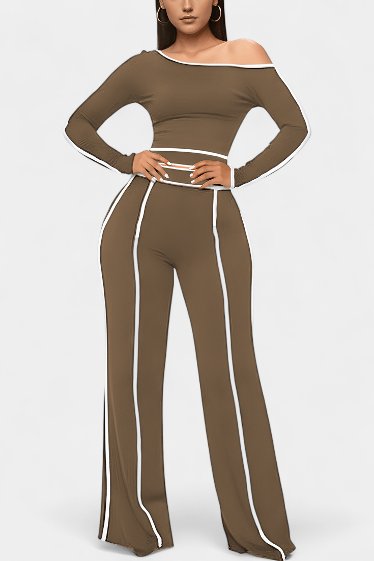 Shelley | Oberteil mit Kontraststreifen & weite Hose Set