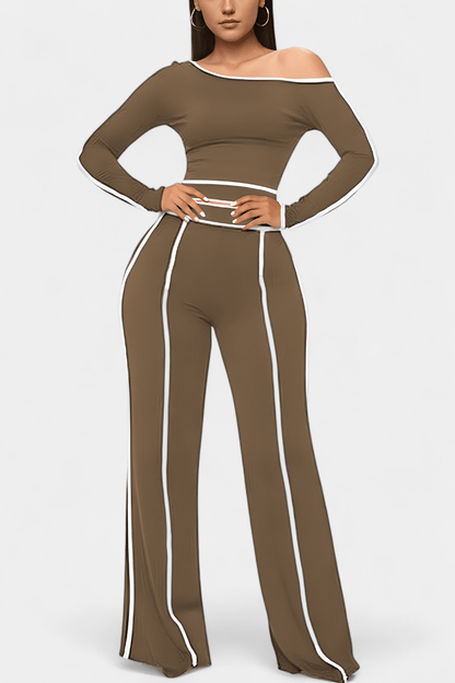 Shelley | Oberteil mit Kontraststreifen & weite Hose Set