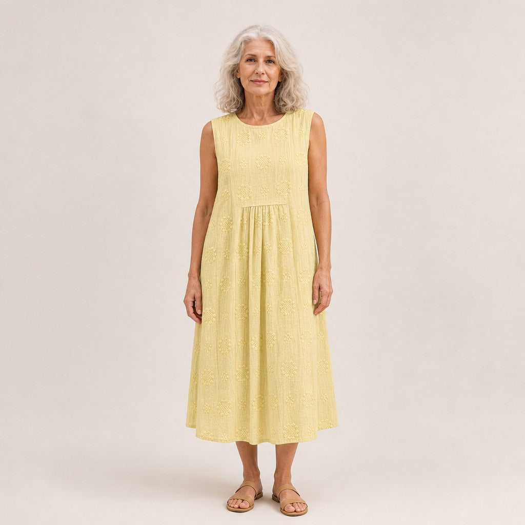 Thea | Ärmelloses Sommerkleid in Zitronengelb