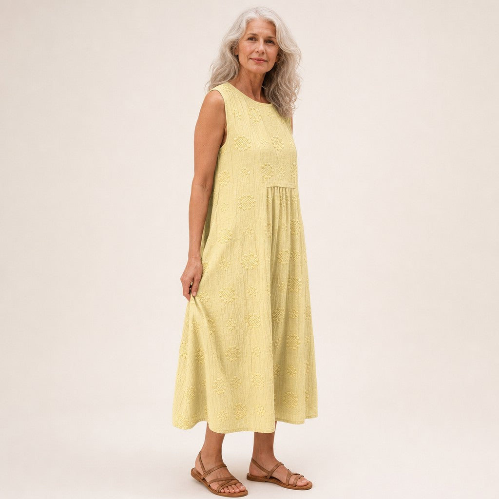 Thea | Ärmelloses Sommerkleid in Zitronengelb