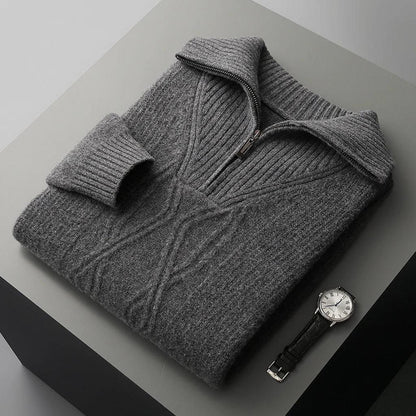 Mia-Luise | Pullover in Merino-Optik mit halbem Reißverschluss