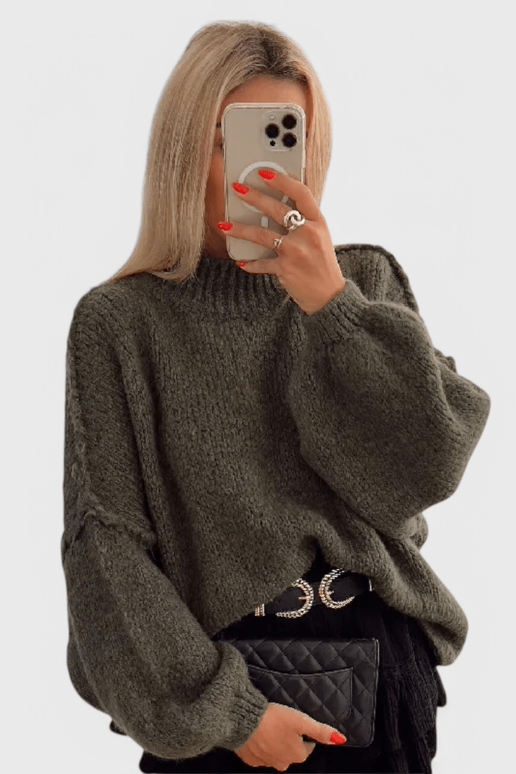 Celeste | Schwarzer Oversize-Strickpullover