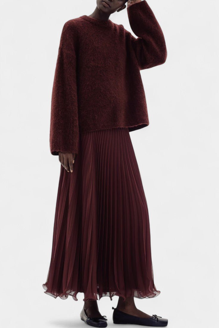 Celeste | Strickpullover & Plisseerock Set