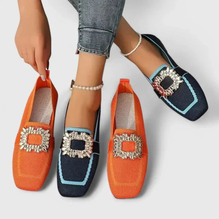 Silke | Blauer Loafer mit Schmuckspange