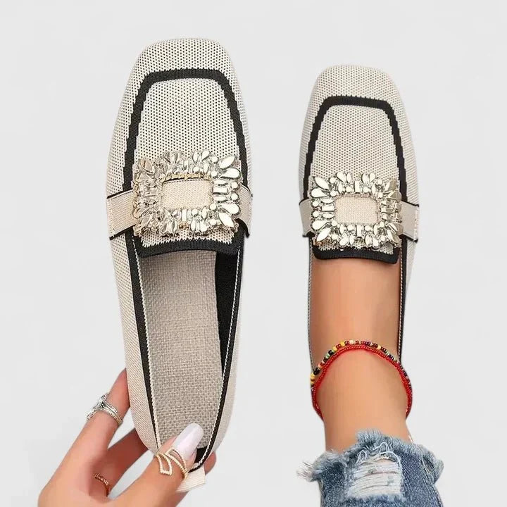 Silke | Blauer Loafer mit Schmuckspange