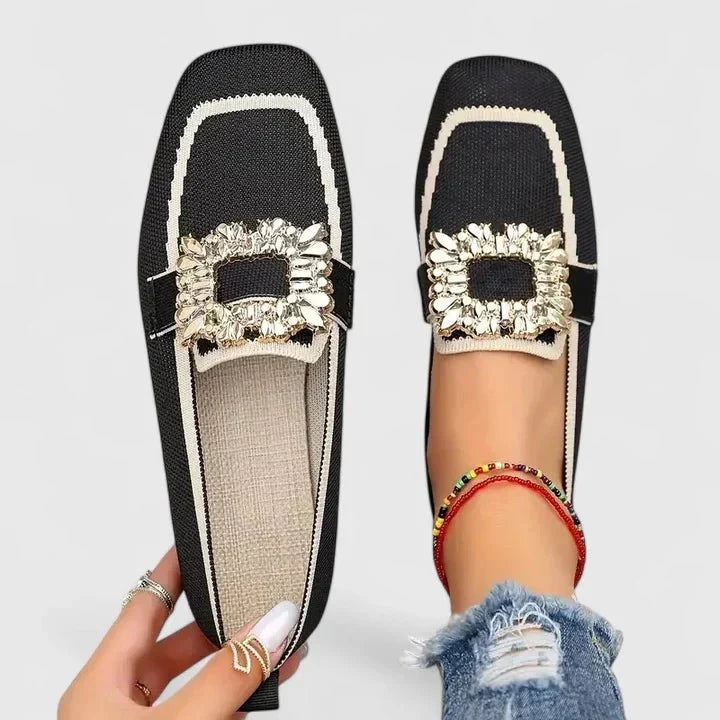 Silke | Blauer Loafer mit Schmuckspange
