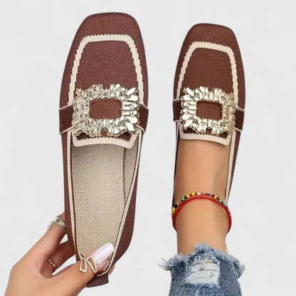 Silke | Blauer Loafer mit Schmuckspange