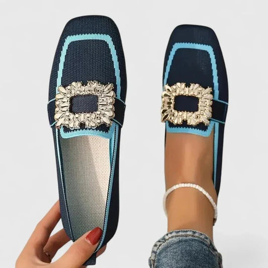 Silke | Blauer Loafer mit Schmuckspange