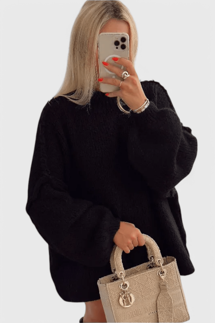 Celeste | Schwarzer Oversize-Strickpullover