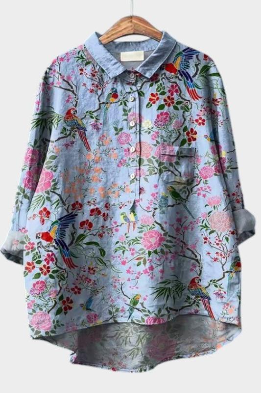 Senta | Hellblaue Blumenbluse