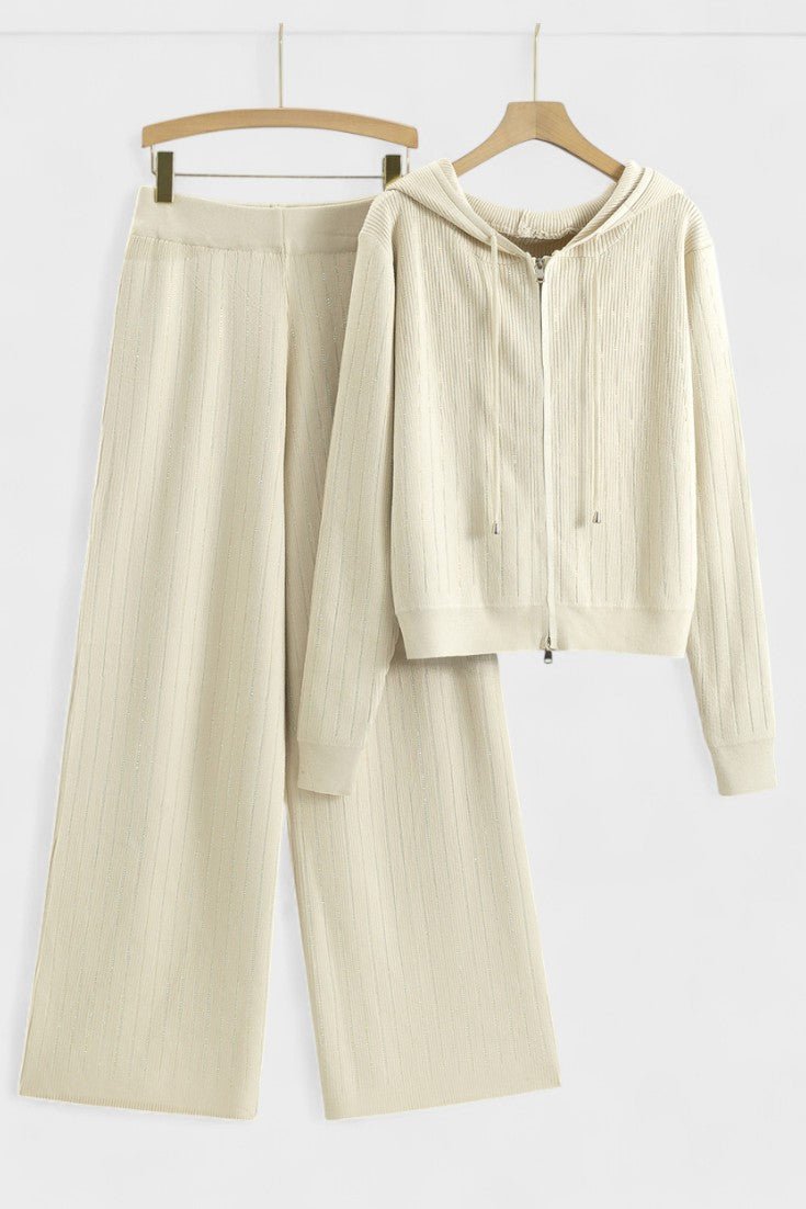 Sheena | Strickjacke mit Kapuze & Hose Set