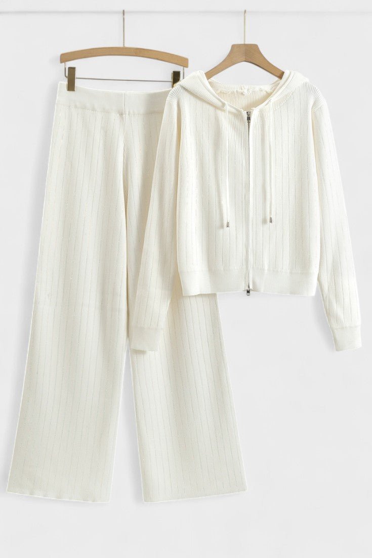 Sheena | Strickjacke mit Kapuze & Hose Set