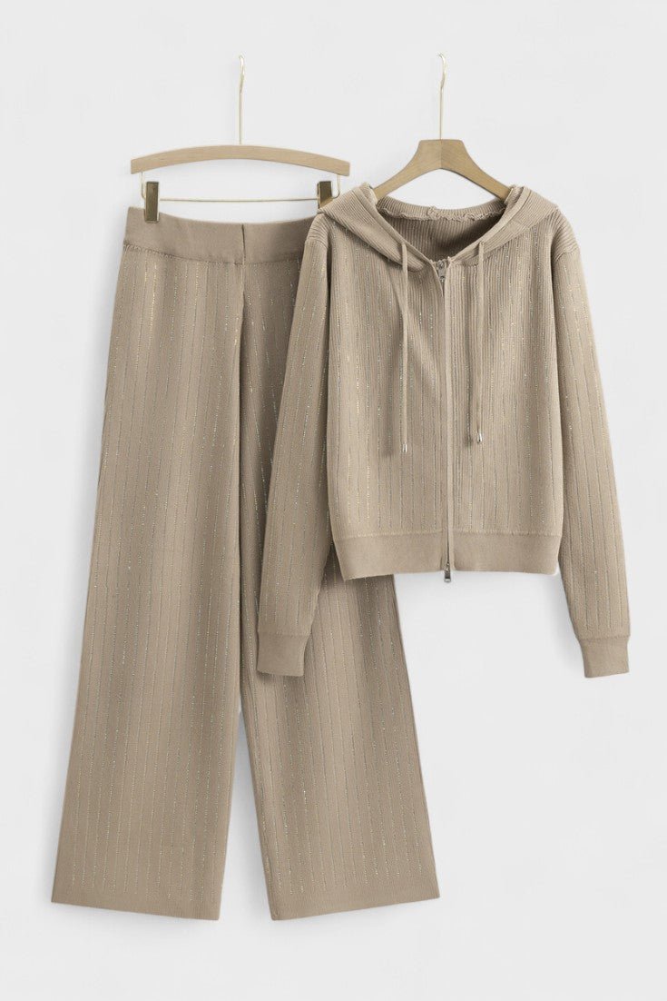 Sheena | Strickjacke mit Kapuze & Hose Set