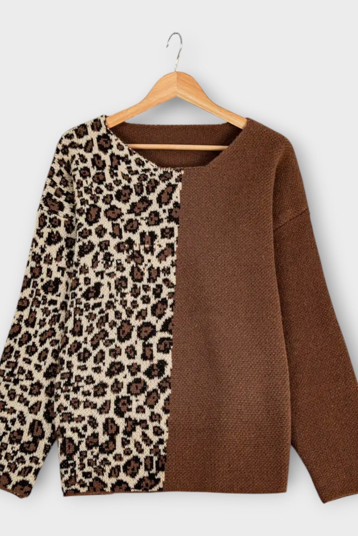 Cerys | Colorblock-Pullover mit Leopardenmuster