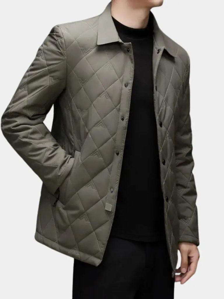 Simon | Graue Steppjacke mit Karofutter